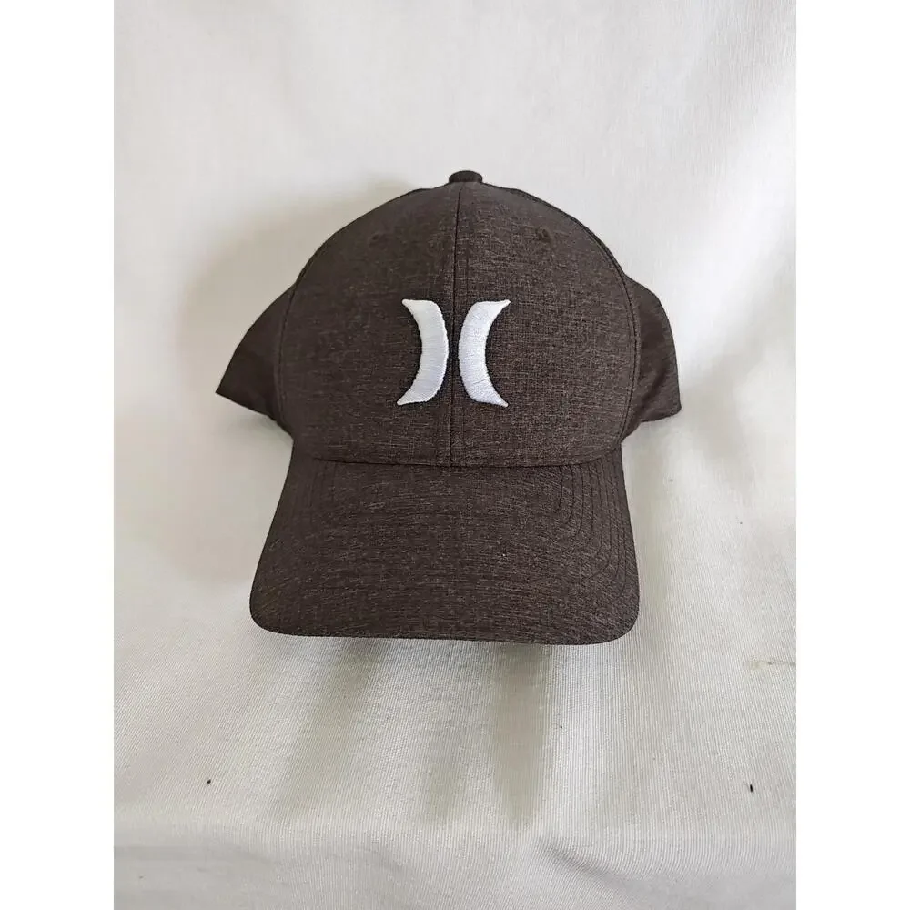 Hurley Men's Hat Brown Gray Yupoong Baseball Cap Flexfit S/M‎ Embroidered Logo